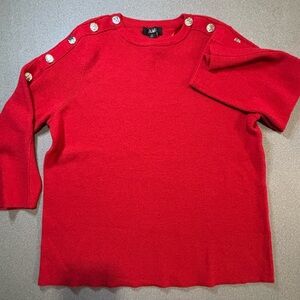 NWT Slim Factor by Investments Red Sweater with Silver Button Details SZ XL